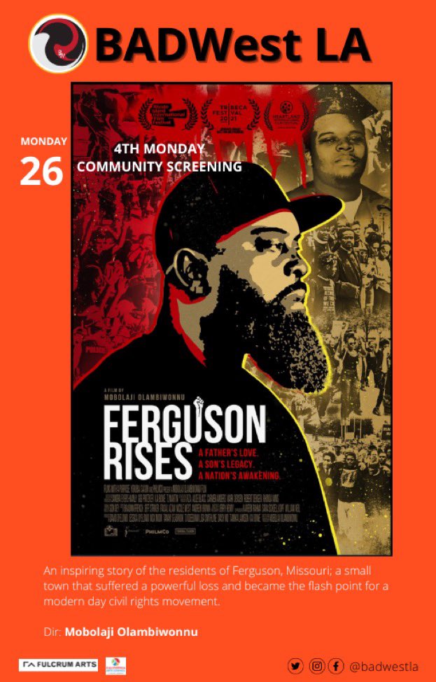 BADWestLA's tweet photo. #SaveTheDate | St. Clair Bourne 4th Monday Community Documentay Screening Series! #nocost 

#findyourtribe #documentarian #letsmeetup #LinkInBio 

#docfilms
#indiefilm
#documentary
#workshops
#BADWestLA
#likeandshare

SPONSORS
@Fulcrum_Arts 
@CalArtsCouncil https://t.co/GQGK7NOQFr