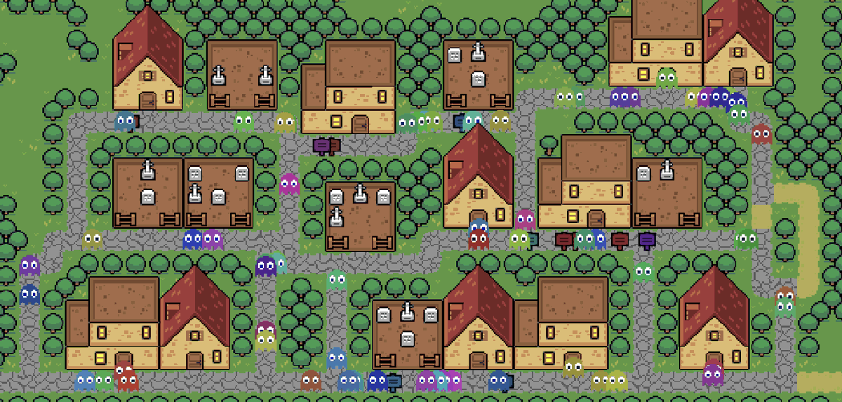 stas's tweet image. A new game by @michalbe and myself: AFTERLIFE.

A city-builder inspired by Caesar 3 and The Sims. We wanted to create a game teeming with life—despite the theme being &apos;Death.&apos; Or perhaps because of it :) Your denizens need housing and food, and make their own decisions. #js13k