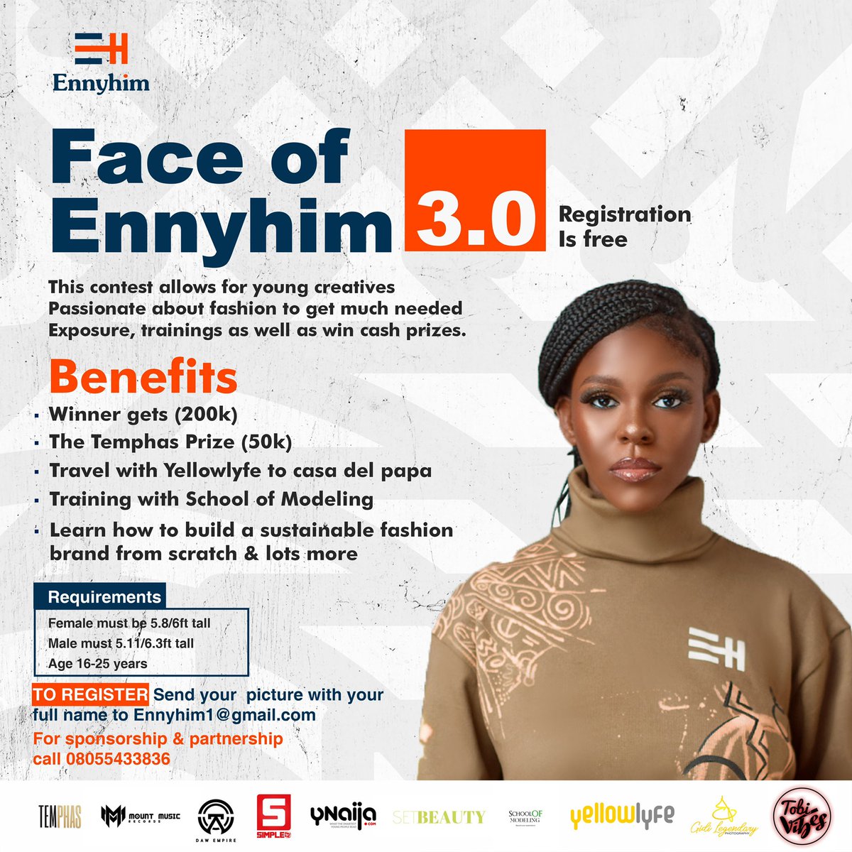 DAMIADENUGA's tweet photo. Who will be the next Face Of ENNYHiM ?
Face of Ennyhim is a contest that allows for young creative passionate about fashion gain much needed exposure, training, as well as win cash prizes. @Ennyhim https://t.co/ZBj4b8izxD