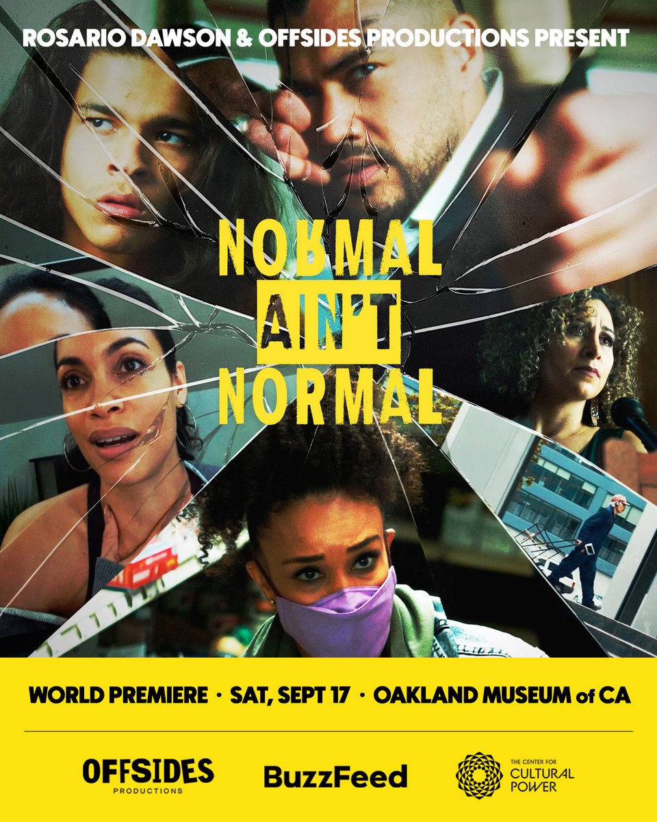 rosariodawson's tweet image. "Bay Area! I'm coming your way this Sat 9/17 for the #NormalAintNormal world premiere! Less than 100 tix left...! Excited to celebrate w/ the @OffsideFilm team for this powerful series challenging the injustices we call "normal" in America." 

normalaintnormal.bpt.me