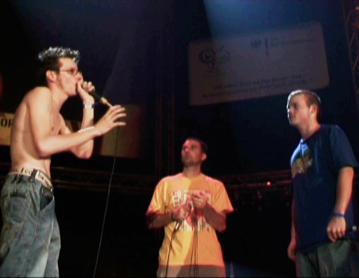 The funniest moment of my career was when Roxorloops from Belgium and Joel Turner from Australia stand face to face to each other in final of the Beatbox Battle World Championship 2005. Roxor ripped off his t-shirt and came up with a vocal rhyme: I got big tits and you know that.