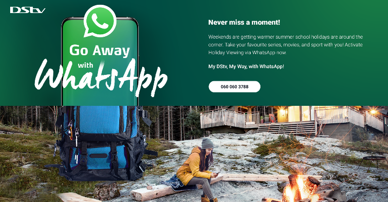 DStv's tweet photo. Fix on-screen error codes. Take your favourite series, movies, and sport on holiday. Reconnect in a few minutes. Win amazing Rewards. Do DStv YOUR way via WhatsApp with just a few taps.