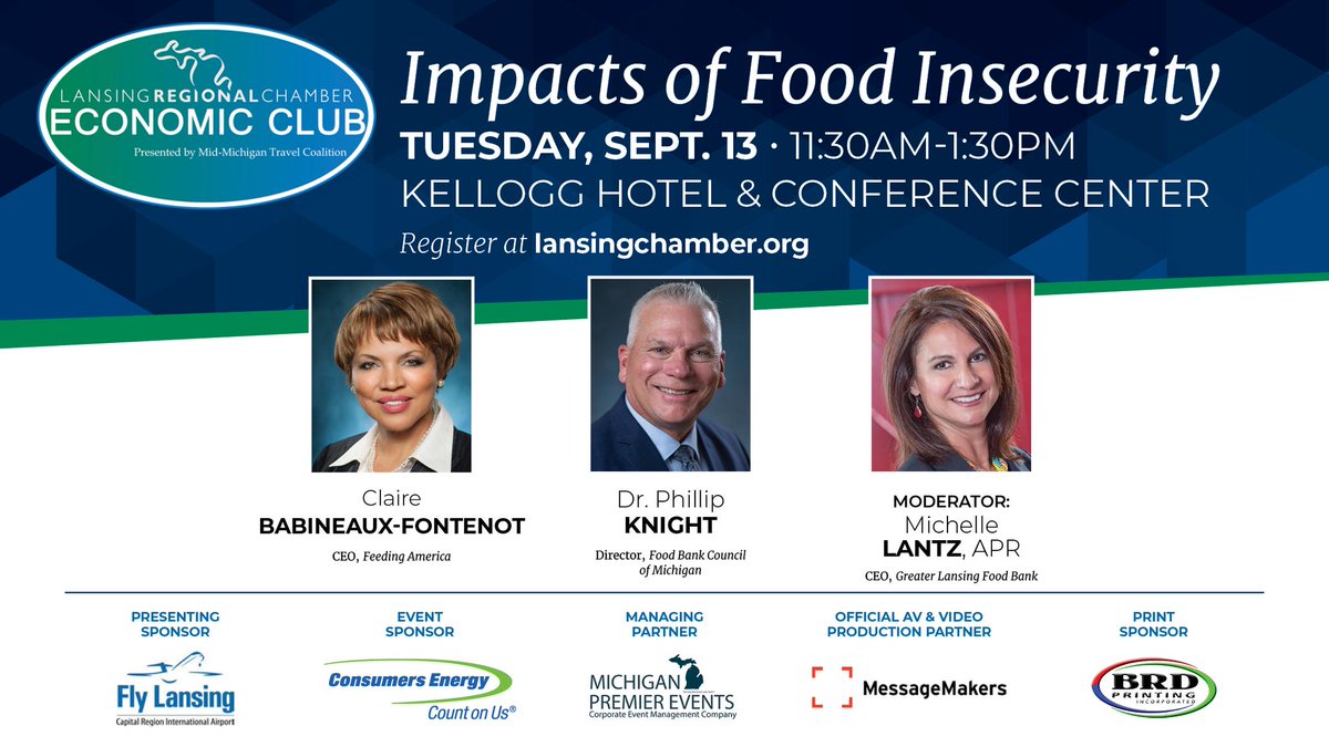 Thanks to our panelists &amp; moderator for joining us! We appreciate the work you do for our local communities &amp; in #Michigan!

👏 Claire Babineaux-Fontenot, CEO of <a href="/FeedingAmerica/">Feeding America</a>
👏 Dr. Phil Knight, executive director of <a href="/fbcmich/">Food Bank Council of Michigan</a> 
👏 Michelle Lantz, APR, CEO of @GLFoodBank1