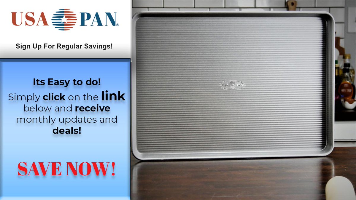 USAPans's tweet photo. Everybody likes a deal! Click the link below to receive discounts and deals from USA PAN!
https://t.co/pGwu3xPi7G https://t.co/7OmCoH2A6k
