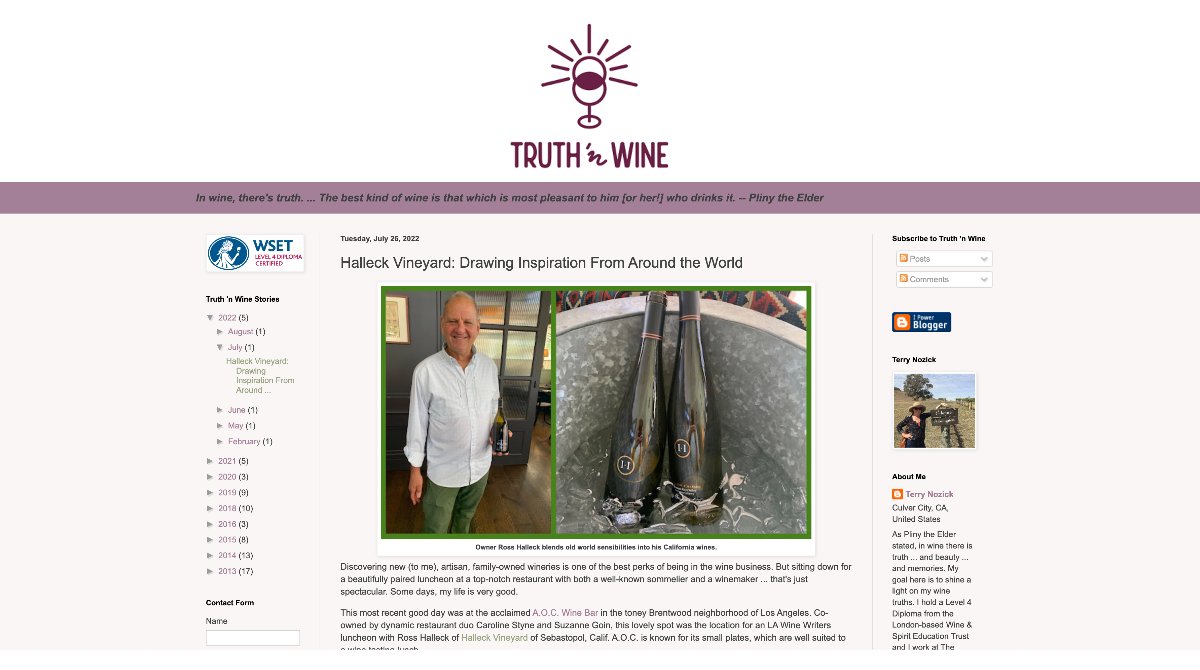 What’s better than chilled white wine at a private estate winery overlooking the Russian River in Sebastopol? How about our bone Dry Gewurztraminer voted #1 white wine by @NorthBayNews and @CAStateFair and featured recently in Truth ‘n Wine? Join us at