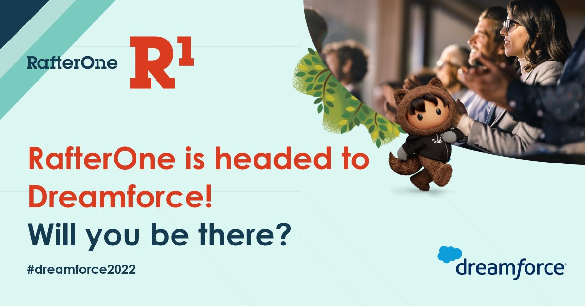 #DF22 is almost here and we are looking forward to it! Click here bit.ly/see-you-at-dre… to set up a time to chat with the RafterOne team. 

#Dreamforce2022 @salesforce @Dreamforce