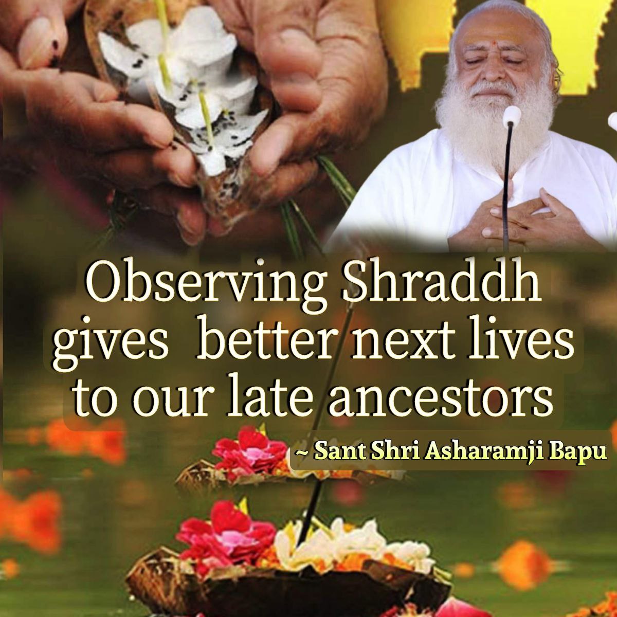 VVashisht19's tweet photo. Sant Shri Asharamji Bapu जी बताते हैं   श्राद्ध करने से कुल में कोई दु:खी नहीं रहता । पितरों की पूजा करके मनुष्य आयु, पुत्र, यश, स्वर्ग, कीर्ति, पुष्टि, बल, श्री, पशुधन, सुख, धन और धान्य प्राप्त करता है ।
#श्राद्ध_से_उद्धार_है https://t.co/SWRd9kQRHK