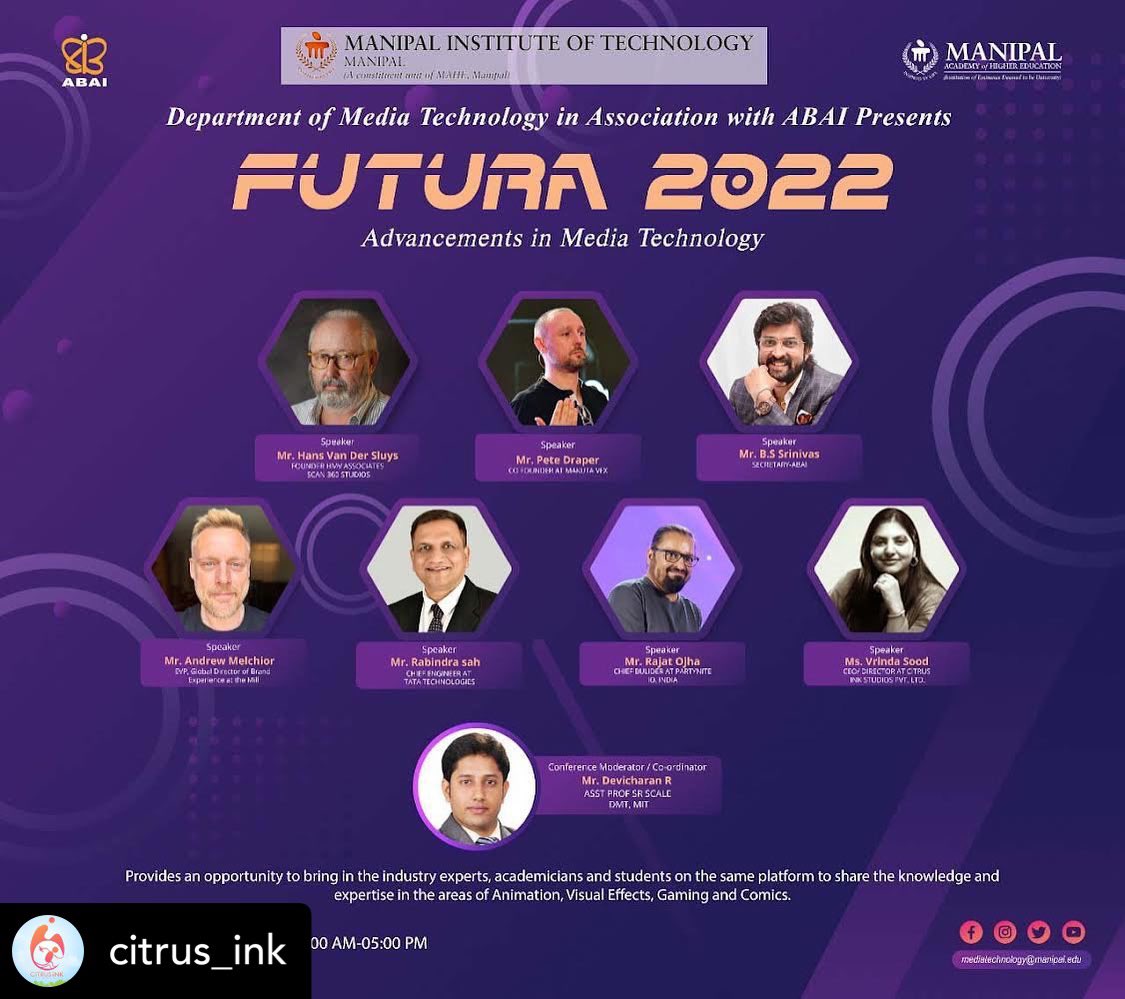 Vrindasood03's tweet image. Happy to be a part of an esteemed panel comprising of the industry stalwarts and leaders from across the globe at &quot;Futura 2022&quot; - a virtual conference on &quot;Accelerating Media Technology Applicationsl”
#technology  #ABAI #ManipalInstituteOfTechnology #MIT #citrusink #teamcitrus