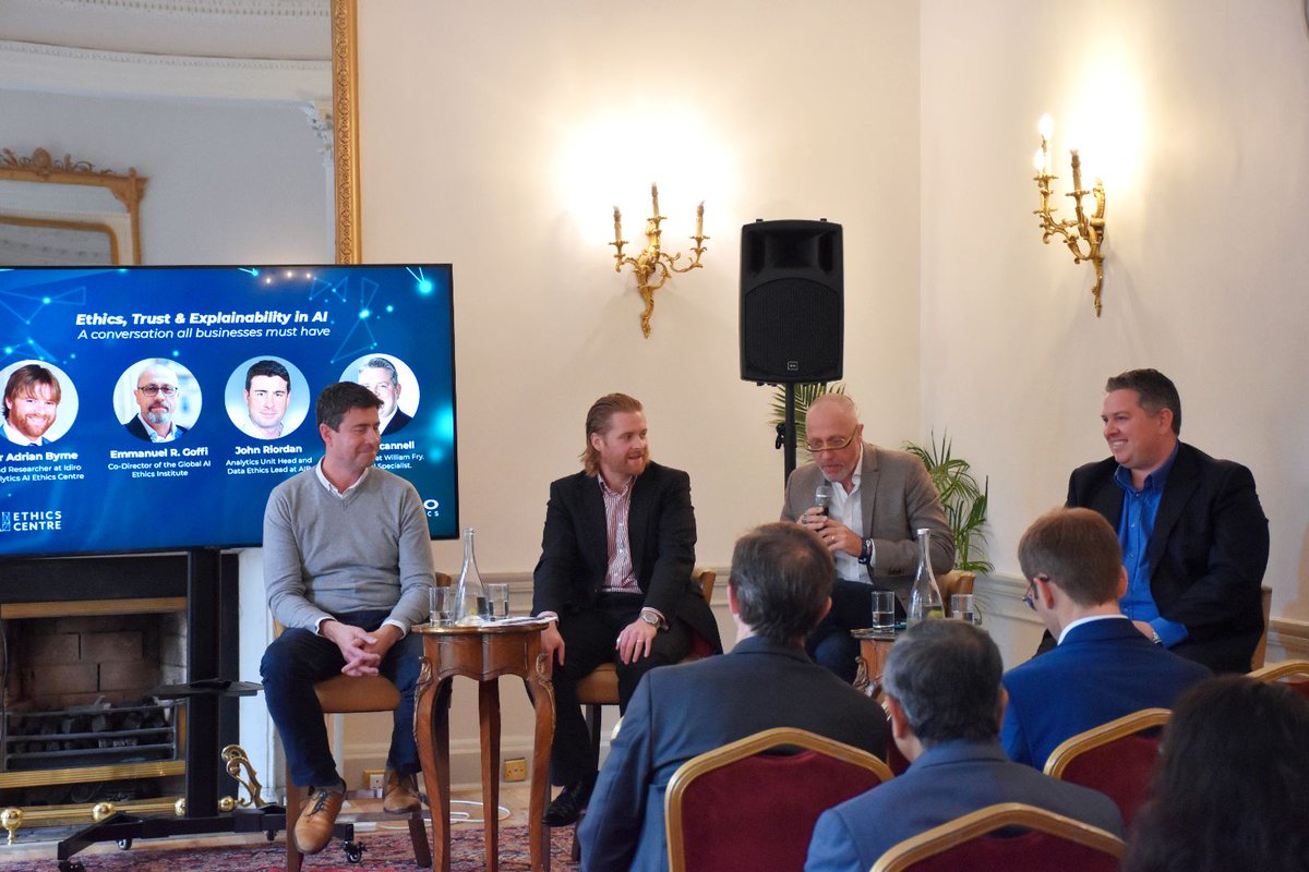 Idiro Analytics (@idiro_analytics) on Twitter photo Excellent presentations from our speakers, and to finish it up, a great panel discussion left us all in awe. Thank you to Adrian Byrne (<a href="/CeADARIreland/">CeADAR Ireland</a>), <a href="/goffi_emmanuel/">Emmanuel R. Goffi, PhD | 🇫🇷 | 🇨🇦</a> (<a href="/GlobalAIEthics/">Global AI Ethics Institute</a>), John Riordan (<a href="/AIBIreland/">AIB</a>) and Barry Scannell (<a href="/WilliamFryLaw/">WILLIAM FRY LLP</a>).
#AIEthics #paneldiscussion Excellent presentations from our speakers, and to finish it up, a great panel discussion left us all in awe. Thank you to Adrian Byrne (<a href="/CeADARIreland/">CeADAR Ireland</a>), <a href="/goffi_emmanuel/">Emmanuel R. Goffi, PhD | 🇫🇷 | 🇨🇦</a> (<a href="/GlobalAIEthics/">Global AI Ethics Institute</a>), John Riordan (<a href="/AIBIreland/">AIB</a>) and Barry Scannell (<a href="/WilliamFryLaw/">WILLIAM FRY LLP</a>).
#AIEthics #paneldiscussion