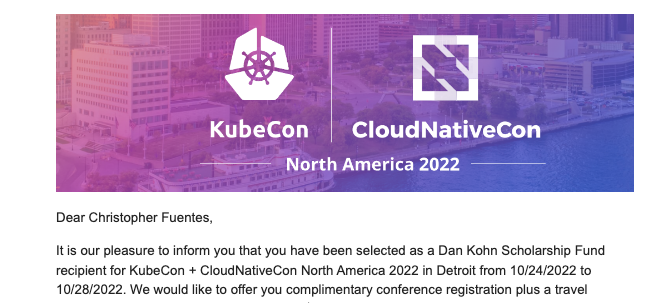 ChrisFt25's tweet photo. Nos vemos en la #KubeCon + #CloudNativeCon de este año 🫶 https://t.co/Y7wLWcojEz