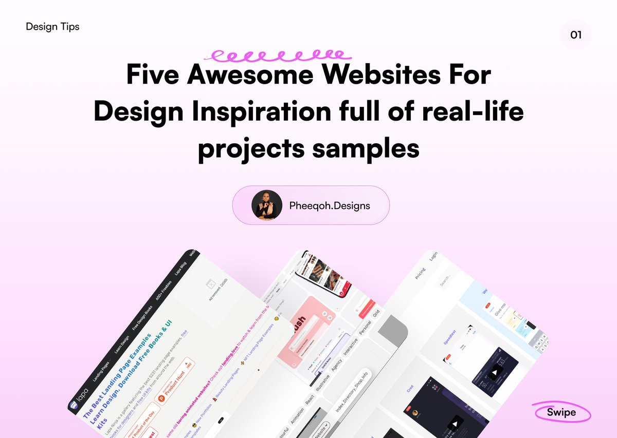 You are a designer working on real-life projects and you still use Dribble and Behance for inspiration, I guess your work isn't complete yet because most of the designs there aren't real. Check the sites below and see wonders. #uidesign #uiux #designer #designthinking