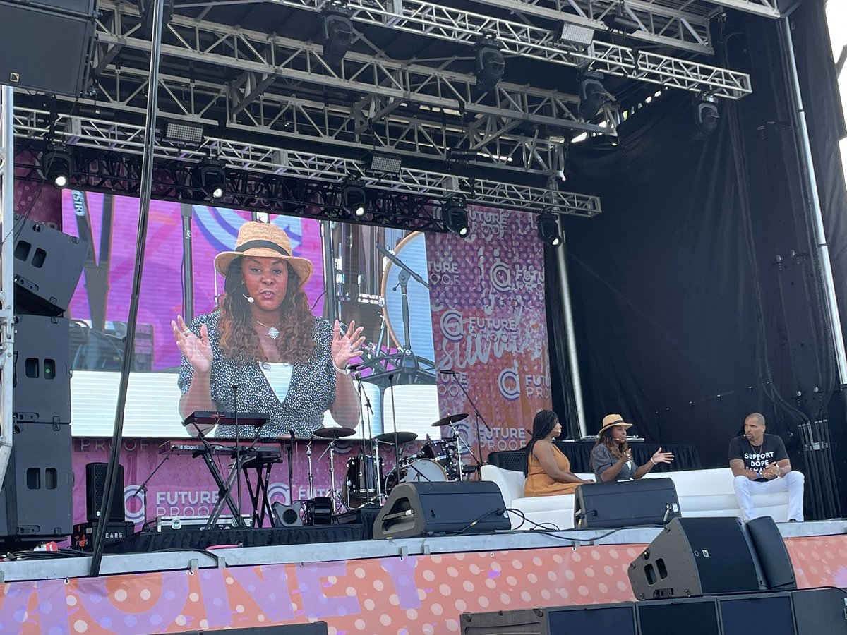 elenaspeaking's tweet photo. “Before we get to the individuals that can talk about advice, we have to create pathways where Black and Brown women — and all others who haven’t been included — have a place.”

@ReneeBakerRJ speaking truth with @kamila_elliott and @TR401 at @FutureProofAC #FutureProofAC! 😍😍😍 https://t.co/Nw2yqAkFh1