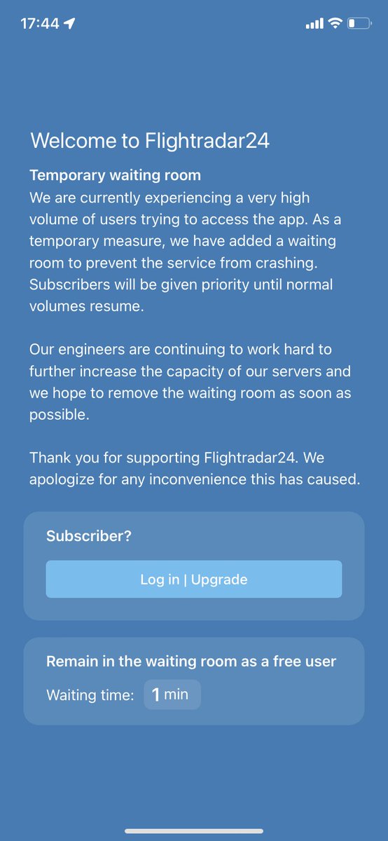 #flightradar24 crashed. Presumably following the Queen on her last  voyage!
