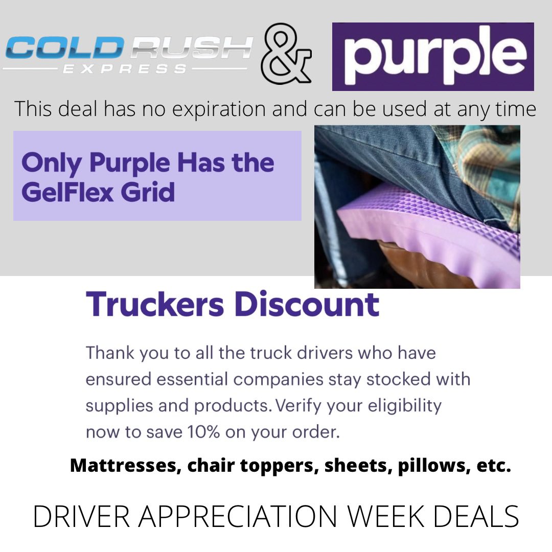 coldrushexpress's tweet photo. Go treat yourself this week! Purple mattress and Love’s have you covered! https://t.co/mBPHqzv9gx
