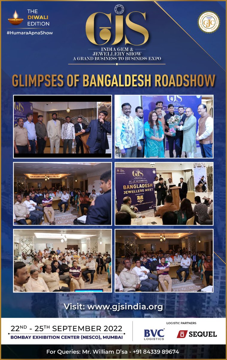 retailjwlrindia's tweet photo. @GJCIndia  organised a road show in Bangladesh to promote the Diwali Edition of “India Gem &amp; Jewellery Show - GJS” to be held from 22nd to 25th September 2022 in Mumbai.

#HumaraApnaShow

#GJC #GJS2022 #GJSSept2022 #GJS #RegisterNow #b2bjewellery #jewellery #jewelleryshow #nesco https://t.co/8nto5xv60m