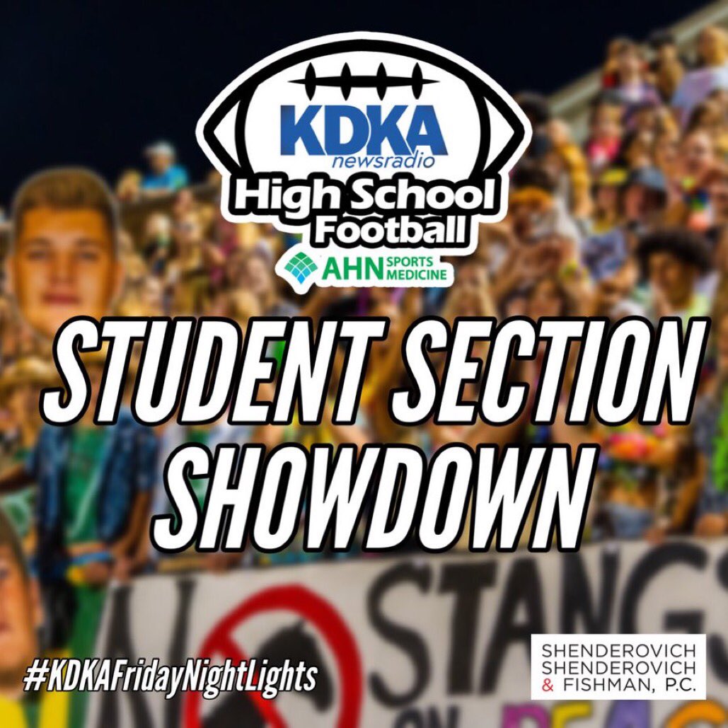 KDKARadio's tweet photo. Two ELITE student sections will go head-to-head this week when Central Catholic hosts Mt. Lebanon‼️📣

Vote below for the winner of this week’s #StudentSectionShowdown ⬇️

Backed by @98TwinsLaw 

#KDKAFridayNightLights #GoNextLevel #WPIAL https://t.co/hDzxA3Nohb