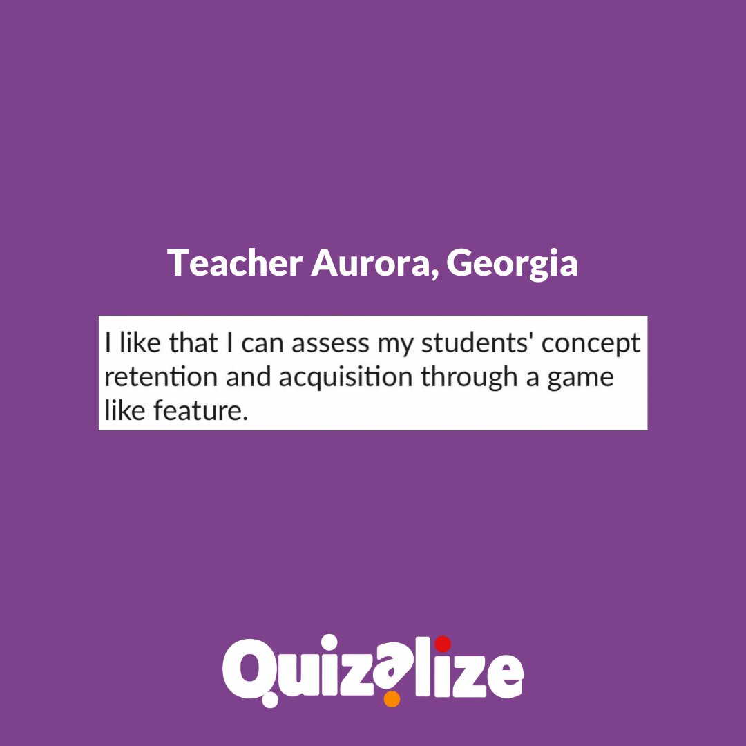 📣 Quizalize Teachers have spoken...

Today we are shining a spotlight on some of our favourite reviews from teachers who use Quizalize in their classrooms 💜

Come and join our very special community of teachers from all over the world: loom.ly/HDmxy2A