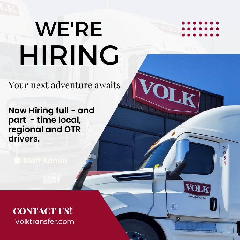 VolkTransferMN's tweet photo. Be a part of our team!
Multiple positions available! https://t.co/ZFTnrEWmdD