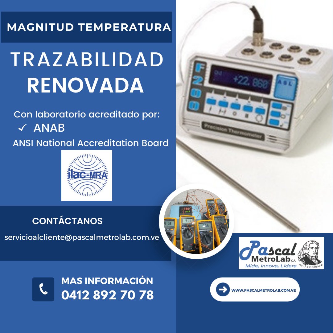 pascalmetrolab's tweet photo. #Calibración en la magnitud #Temperatura con #Trazabilidad renovada con un #LaboratorioAcreditado por la ANAB
#termometros
#ControladoresdeTemperatura
#termocuplas
#termopar
#IndicadoresdeTemperatura
#muflas
#estufas
#hornos
#incubadoras
#bañostermostáticos https://t.co/8znQMqMO2T