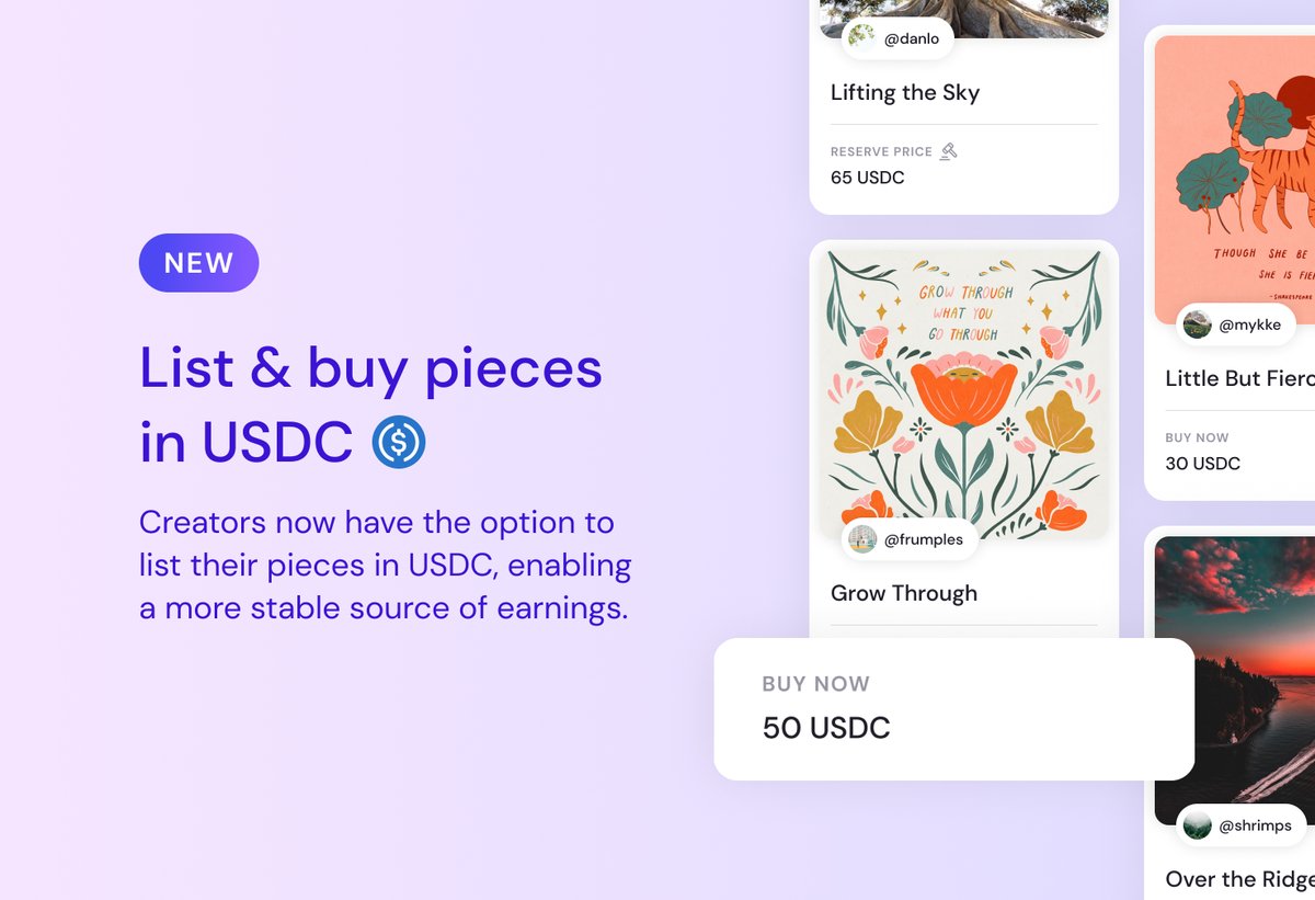 gm everyone! Today we're super excited to launch support for  NFT listings and purchases using USDC on Solana! 💲🤝🧑‍🎨

Join our Twitter Space in 5 mins at 10am PST for a launch party &amp; discussion, &amp; read more about the new feature below 👇