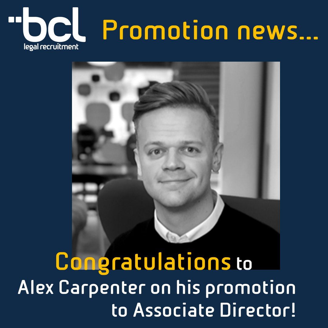 Huge congratulations to newly promoted BCL Associate Director, Alex Carpenter! #PromotionNews #WellDone #WellDeserved #AssociateDirector