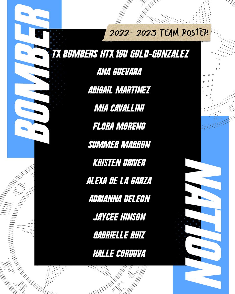 Excited to announce the 2022-2023 roster for Texas Bombers HTX 18u Gold-Gonzalez!

🔗bombersfastpitch.net/bombers_teams/……8u-gold-gonzalez/