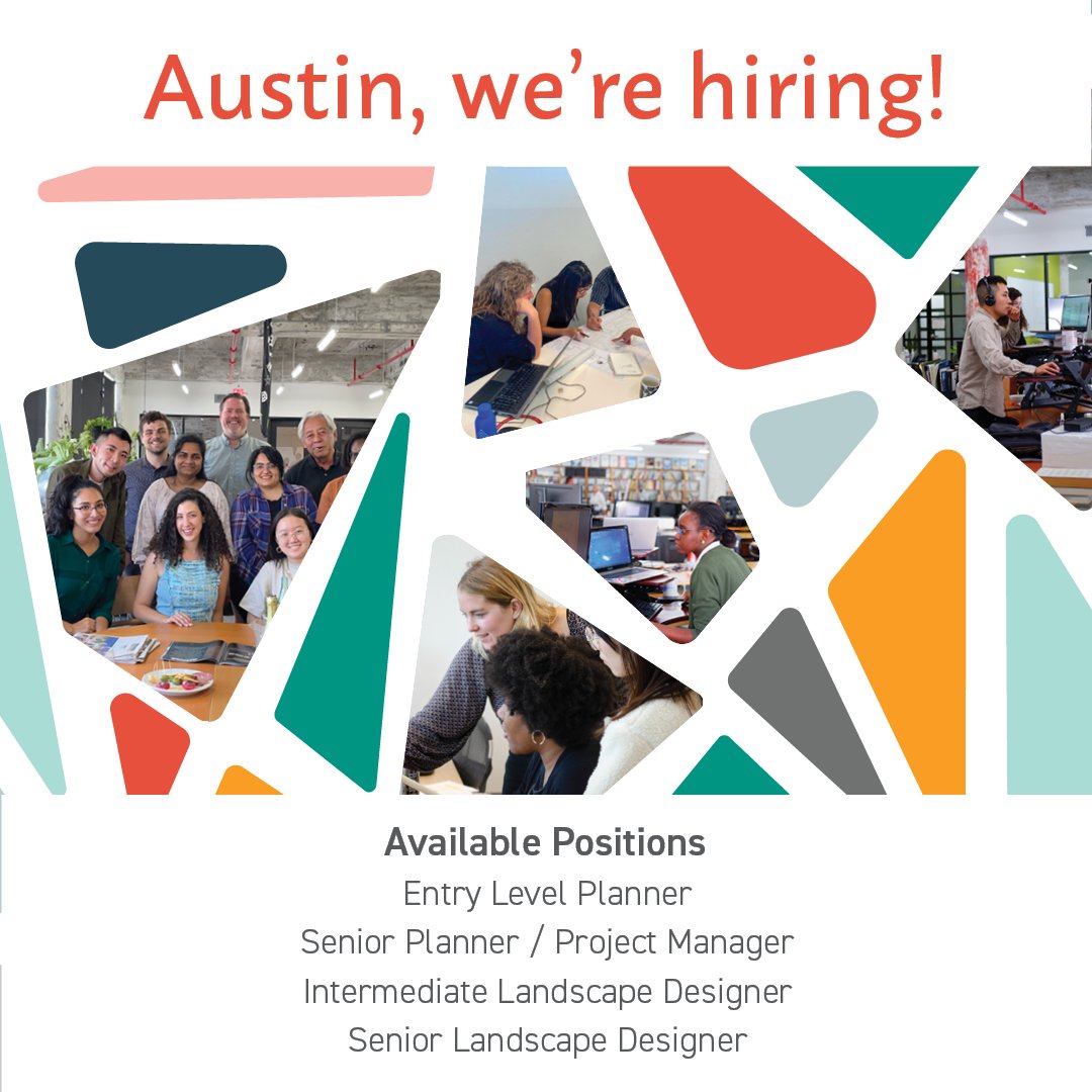 AsakuraRobinson's tweet photo. We're hiring for multiple exciting positions in our Austin and Houston offices! For more information on the roles available head to our careers page here https://t.co/gxr6s7xKzM

#landscapedesign #urbanplanning #urbandesign https://t.co/4xAFf1CTxo