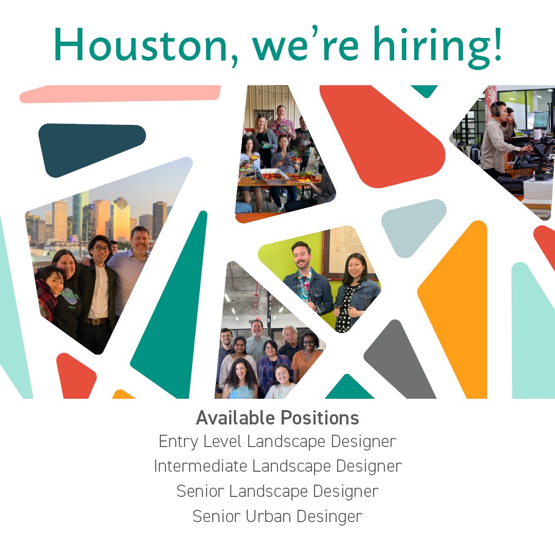 AsakuraRobinson's tweet photo. We're hiring for multiple exciting positions in our Austin and Houston offices! For more information on the roles available head to our careers page here https://t.co/gxr6s7xKzM

#landscapedesign #urbanplanning #urbandesign https://t.co/4xAFf1CTxo