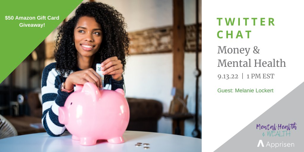 Welcome guests &amp; guest panelist, <a href="/MelanieLockert/">Melanie Lockert - Writer</a> of <a href="/mentalHandW/">Mental Health and Wealth</a> show. Before we start, last chance to enter for a chance to win the grand prize: bit.ly/3SXqvGd

Don't forget to participate during the chat using #finhealthchat &amp; follow us <a href="/Apprisen/">Apprisen</a>. Chat soon 🗣️