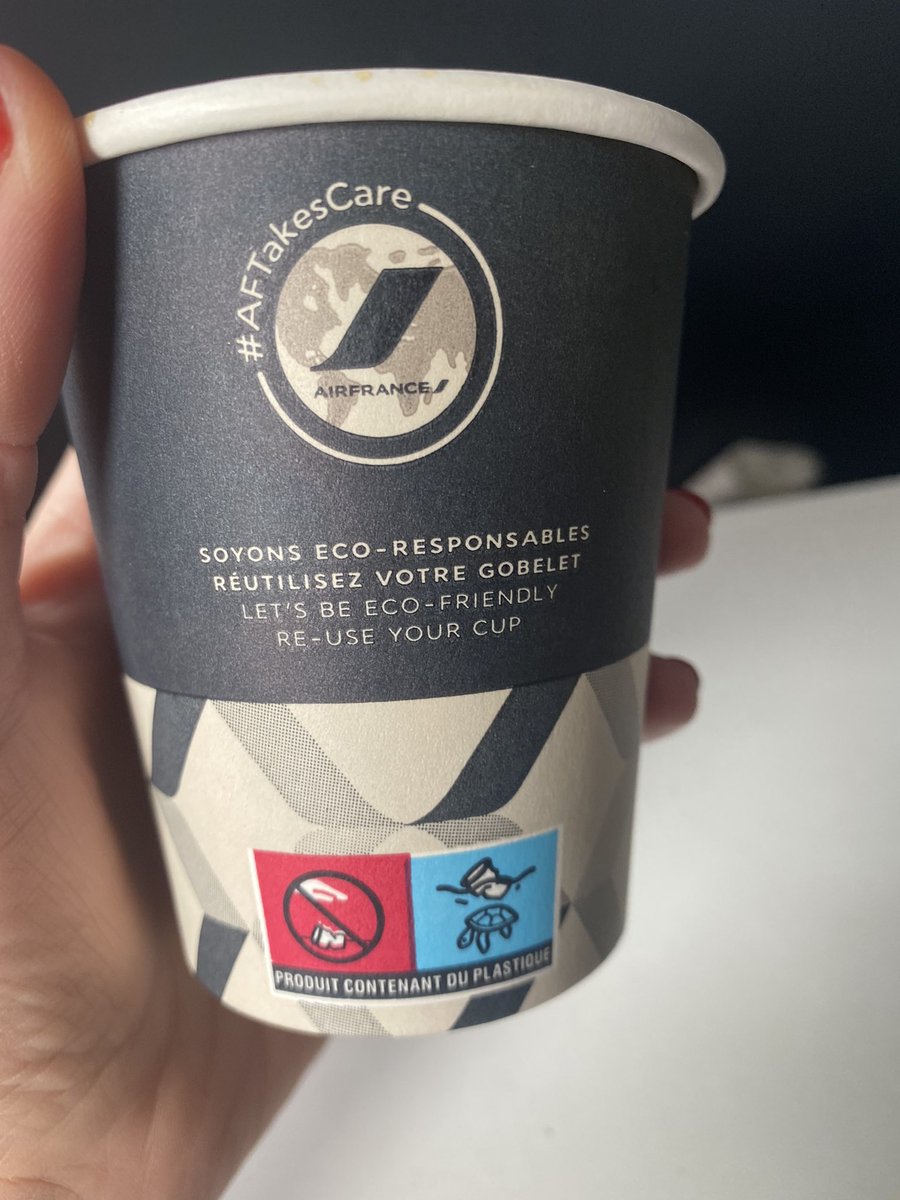 I really appreciate <a href="/airfrance/">Air France</a> #Sustainability efforts but that’s not one of them. Why put the responsibility on the consumers instead of providing a fully recyclable solution? Or, provide a product with true keepability attributes?