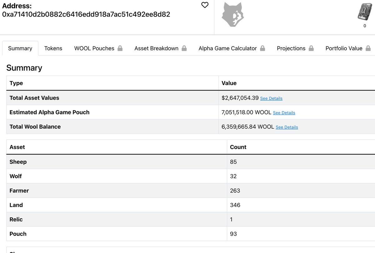 RealCryptoCoach's tweet photo. My land results for the @wolfdotgame reveal came out strong. 42 barns/structures(1.2E Floor), 6 community #0(3.85E Floor) &amp; sitting on pretty much unlimited resources🪵🪨🌊

After the reveal my total WG assets jumped from $1.3M to $2.65M &amp; this isn't counting my 2 A8s.

WG 🐂🏃⌛️ https://t.co/EIFre3p2c7