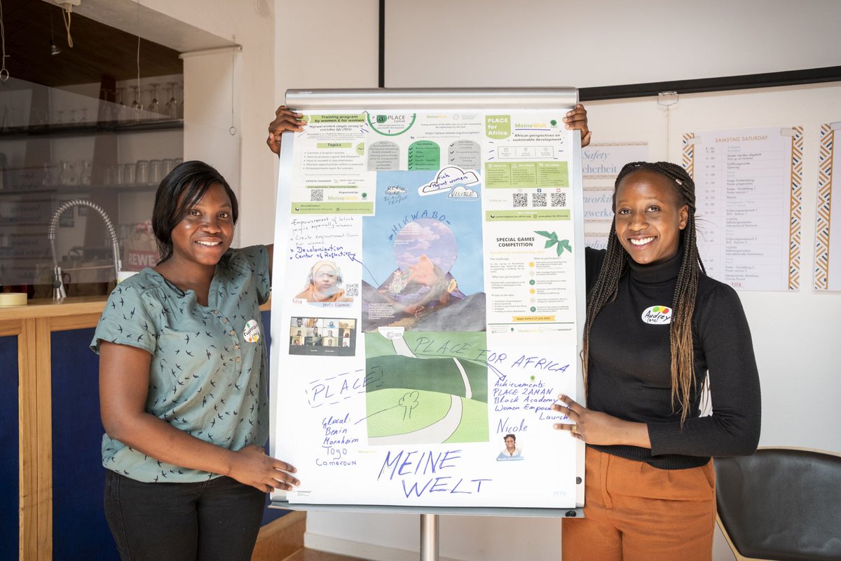 PlaceforAfrica1's tweet photo. Du 8 au 10 juillet, nos stagiaires #ASAProgram @EuphrosineOgouteibo et @AudreyAchieng ont pris part à l’atelier Networking Weekend in filia’s Empowerment Program for Refugee Women initié par @frauen_stiftung à Gleisdreieck, Hanovre.
Lire l'article: https://t.co/EtDazBY31J https://t.co/GZAFnt5ans