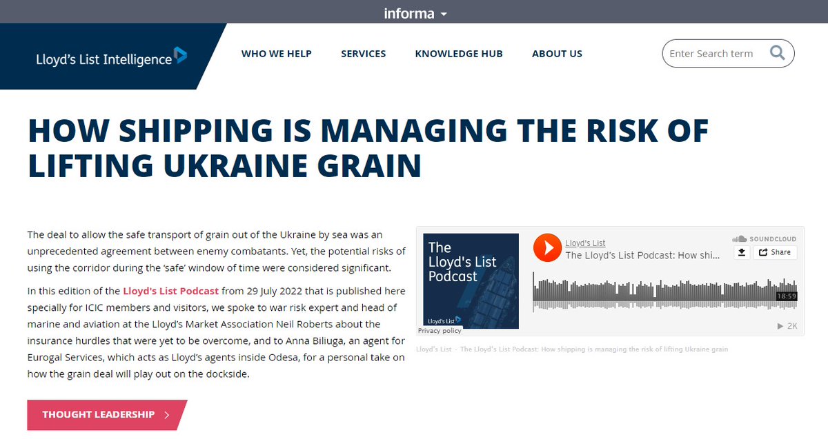 cargoconference's tweet image. For more on the LLI Podcast on "How Shipping is Managing the Risk of Lifting Ukraine Grain", please visit the ICIC News and Updates page cargo-conference.co.uk/industry-news-… #ICIC #cargoinsurance #ukraine