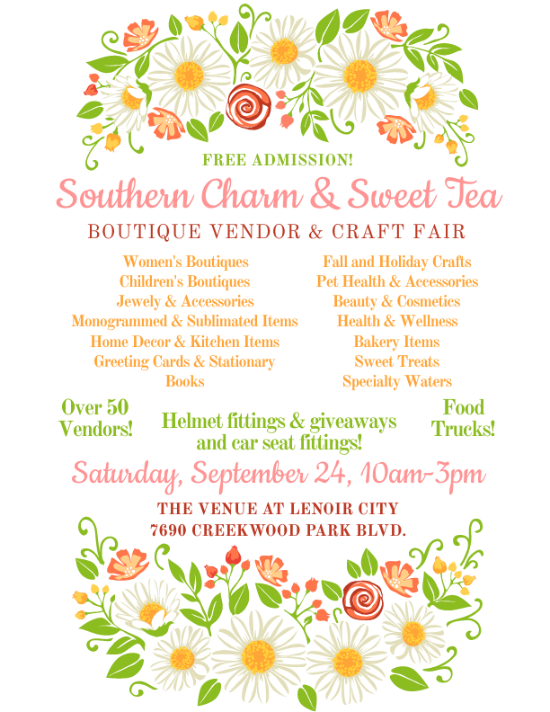 Southern Charm &amp; Sweet Tea Boutique Vendor and Craft Fair - and more upcoming public events 📫 - mailchi.mp/venuelc/sept20…