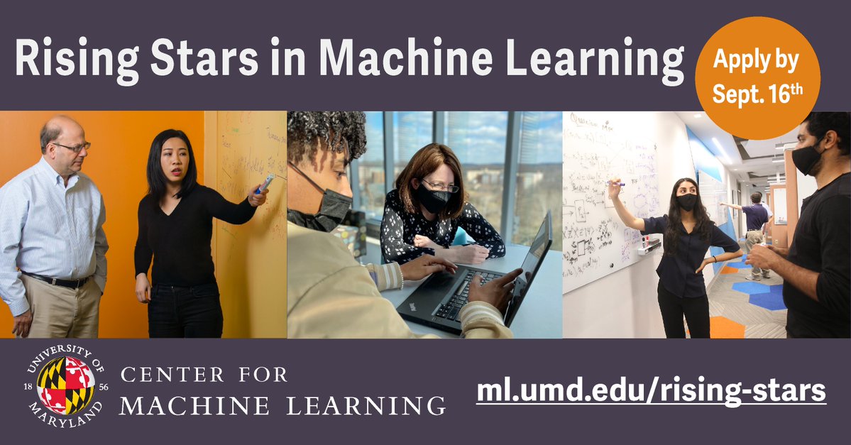 ml_umd's tweet photo. Calling all Rising Stars in Machine Learning!
There are 3 days left to apply to @ml_umd's Rising Stars in Machine Learning program, designed to support researchers from underrepresented groups.
Learn more: https://t.co/i6YBZ0RQFJ
#DiversityInML #DiversityInAI #WomenInML https://t.co/5pAzqb16uE