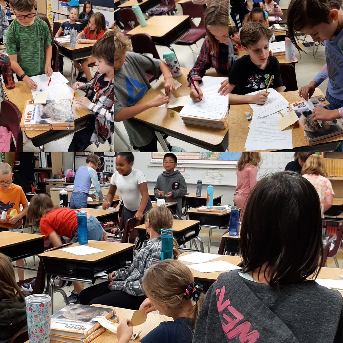 MrsADenton's tweet photo. Building and testing inclined planes.  How to get a marble up and down from desk to textbooks and back. #scienceexperiment #simplemachines #gr4fun #hscsproud #ecssdPEACE https://t.co/gsmbTJO8yc