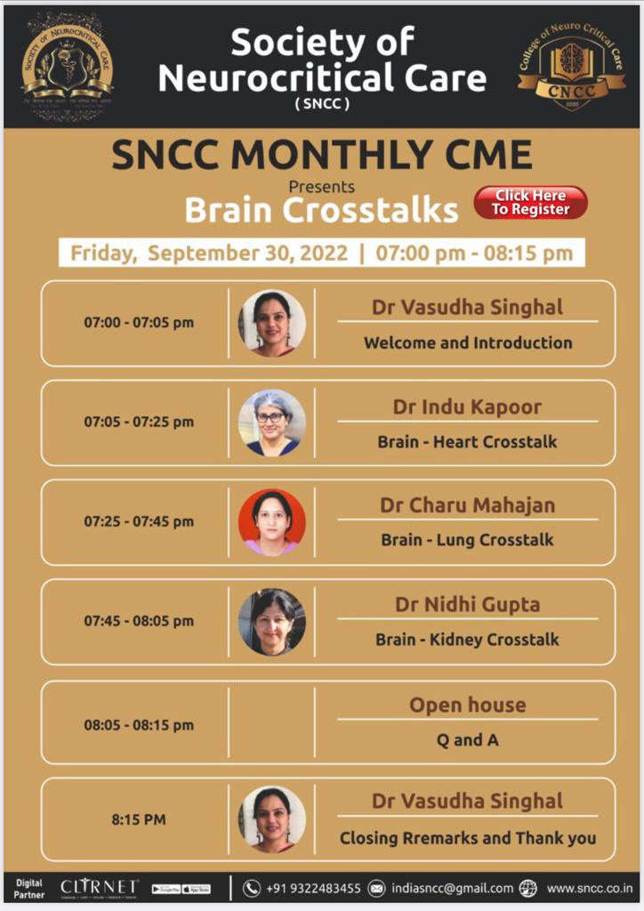 SNCC_India's tweet image. mc.clirnet.com/mastercast/con… Register now for the upcoming monthly webinar⚜️ @VasudhaSinghal @InduKapoor07 @neurocritical @isccmsociety #neuroscience