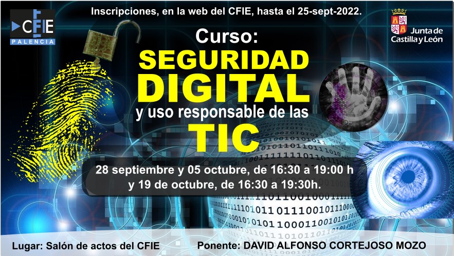 CFIE_PALENCIA's tweet photo. Si quieres conocer el mundo de internet, la gestión de la privacidad, el uso seguro de las TIC, las netiquetas... seguro que te interesa el CURSO: SEGURIDAD DIGITAL Y USO RESPONSABLE DE LAS TIC.

Convocatoria: https://t.co/KhNZnFya9a

Inscripción: https://t.co/BlPUadTDDh https://t.co/kK6Ww57bnX