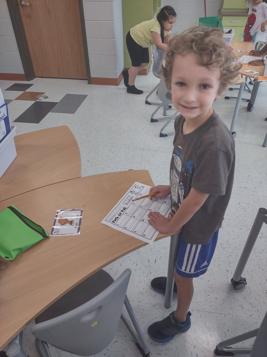 mslopezteaches's tweet photo. Today we played "push or pull" around the room. Students looked at different pictures, determined and recorded if the picture showed a push or pull.  #lyonsfarm https://t.co/EjLSZAr7WA