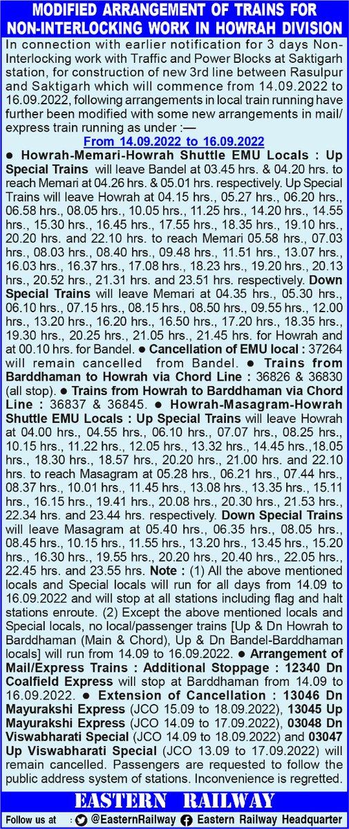 Eastern Railway tweet media