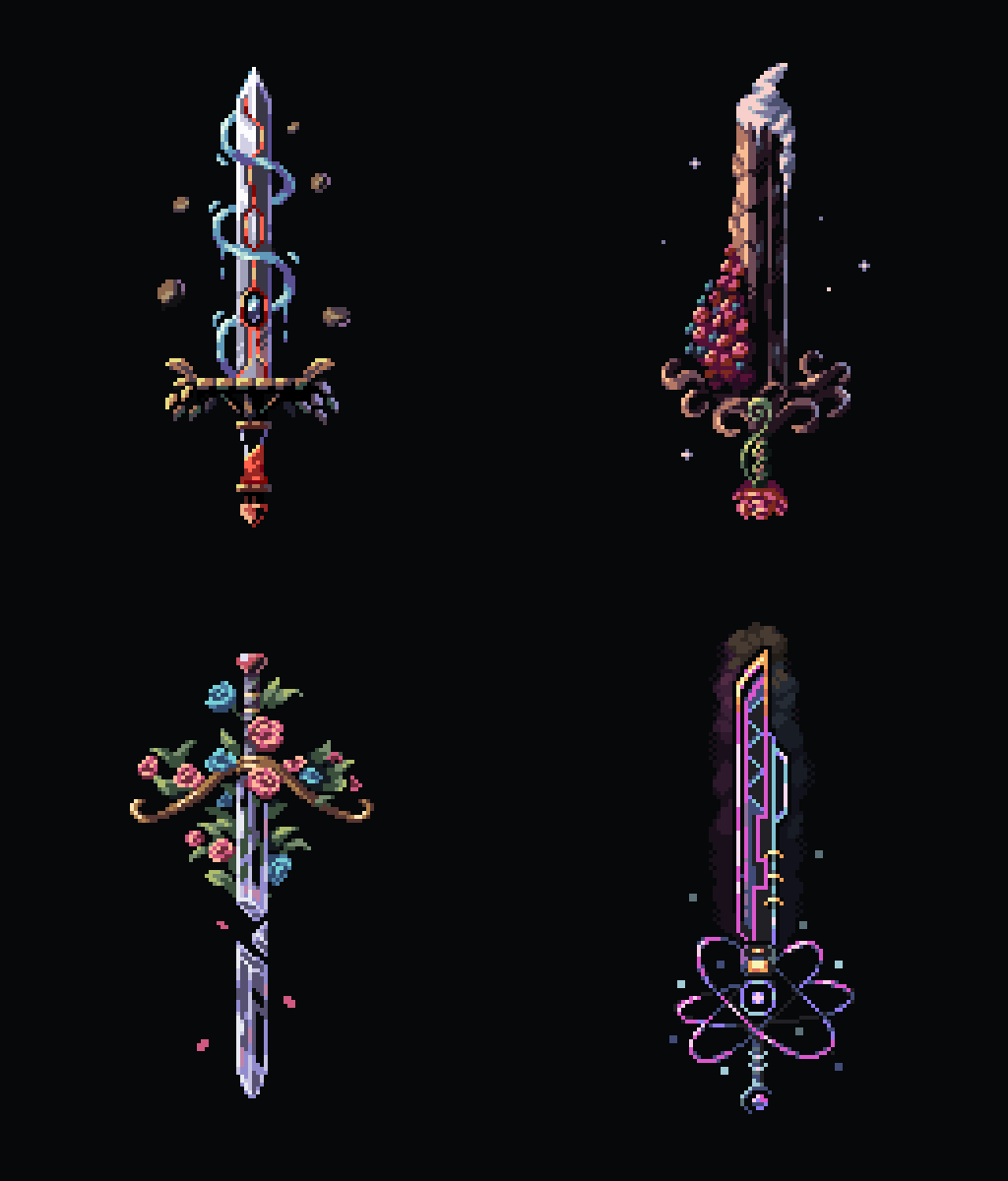 All swords I've made so far #pixelart 

#swordtember #swordtember2022