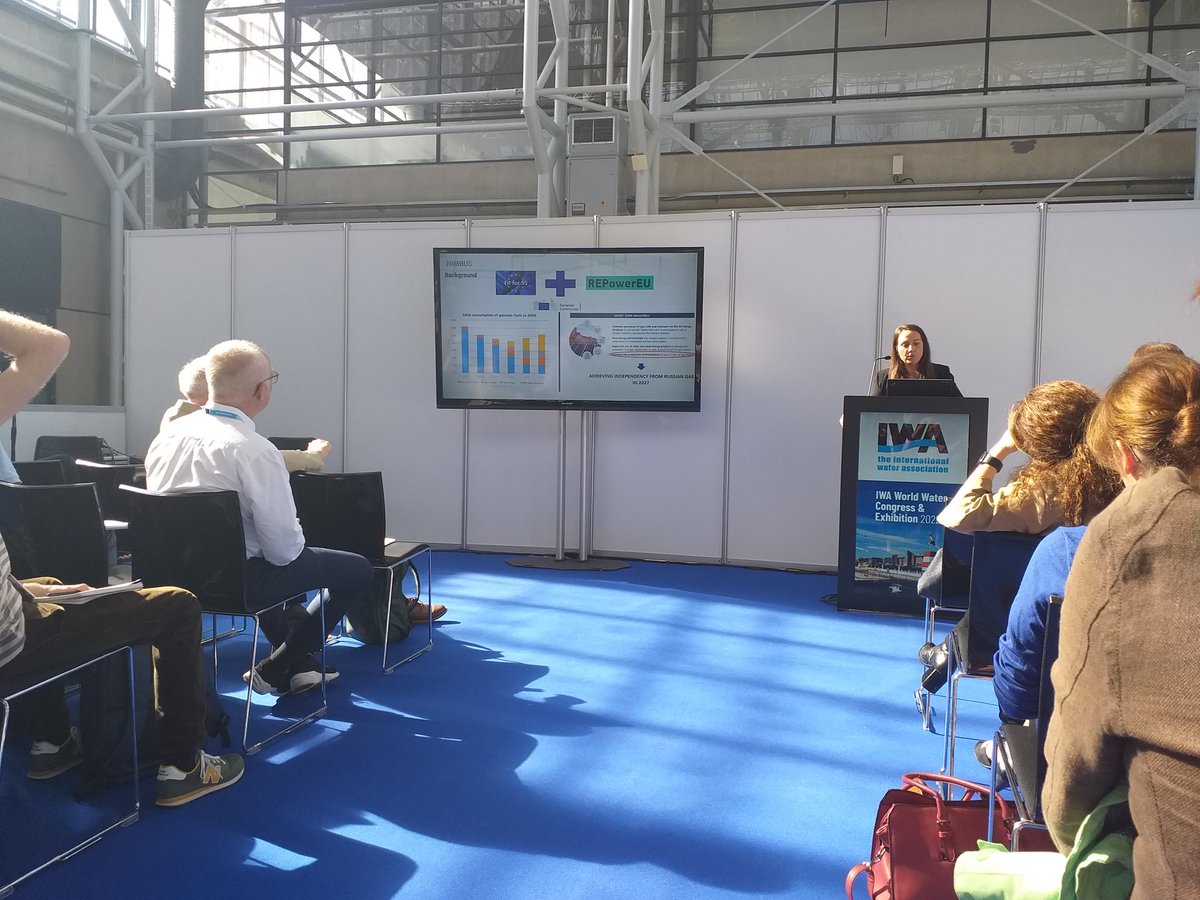 CETAQUA's tweet photo. Today, at the #IWA #WorldWaterCongress, our colleague @CMCastroBarros, from #Cetaqua, discussed about #water 💧 and #energy ⚡️.
Celia presented the #LIFENimbus project which aims to foster circular economy for a more sustainable transport. ♻️

@IWAHQ
https://t.co/j4ytxgM5IN https://t.co/pEXu8QP2L5
