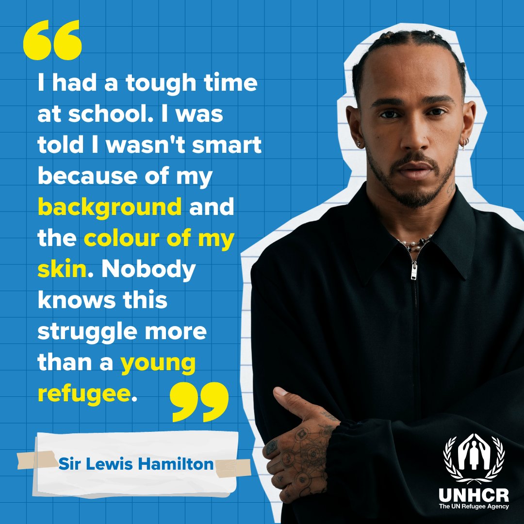 Nobody should be excluded from an education because of who they are or where they come from.

Yet it's a heartbreaking reality for millions of young refugees. Thank you @LewisHamilton for taking a stand in our 2022 Education Report: bit.ly/3L819lo #RightToLearn