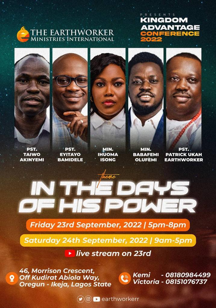 chimaks__'s tweet photo. If you can, tag others along because God has promised to do mighty things in our midst.

PRAY! PLAN!! ATTEND!!
#KingdomAdvantage2022
#InTheDaysOfHisPower
#EarthworkrrMinistries https://t.co/k809n7ctc8