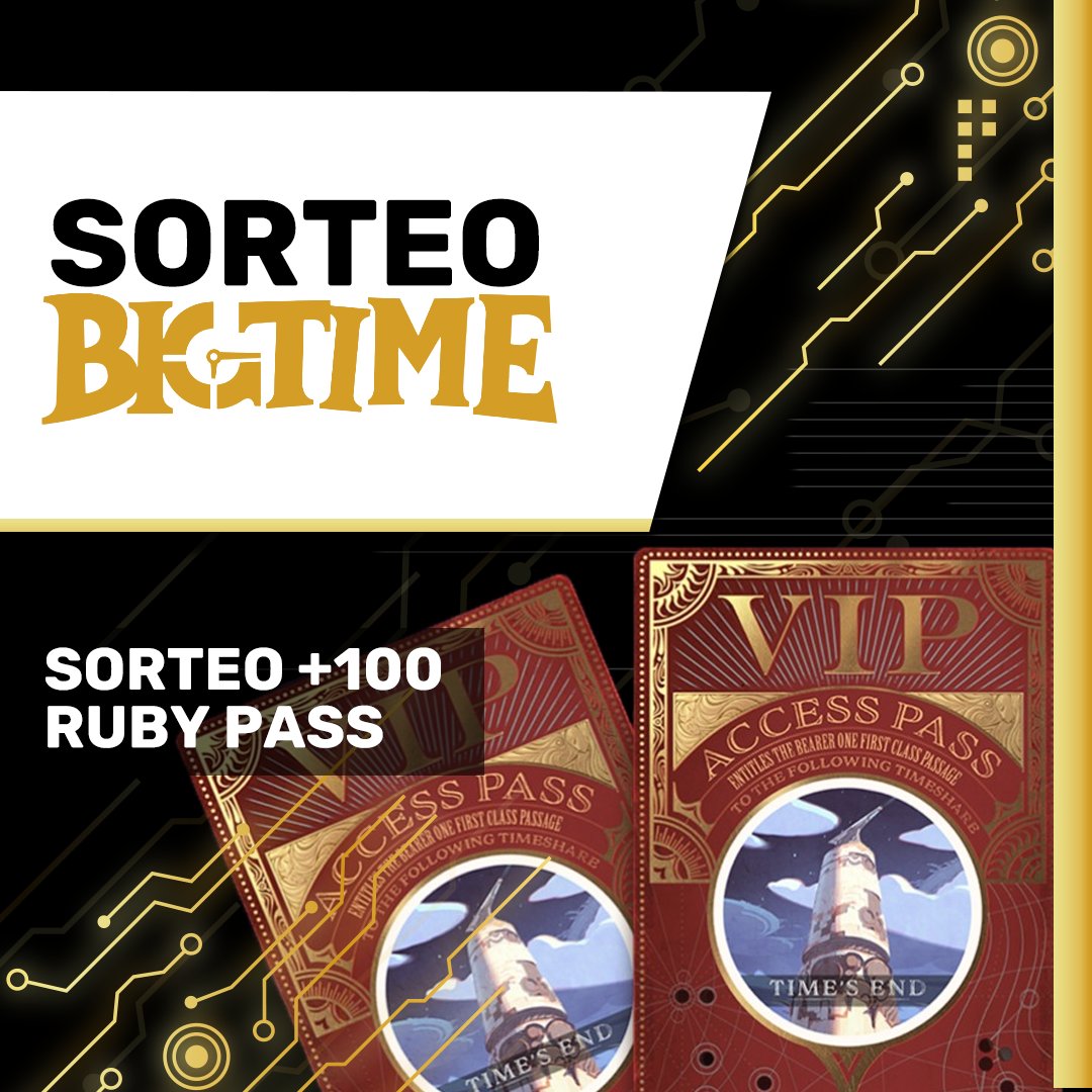 🔥SORTEO RUBY PASS🔥

Para ganar ingresos anticipados y gratuitos a 
<a href="/playbigtime/">Big Time</a>

✅Seguirme
✅Seguir a <a href="/UNIFIEDLATAM/">UNIFIED</a> 
✅Dar RT
✅Responder este tweet con su Mail en Big Time
✅Responder con su usuario de Big Time

IMPORTANTE: El usuario es CASE SENSITIVE