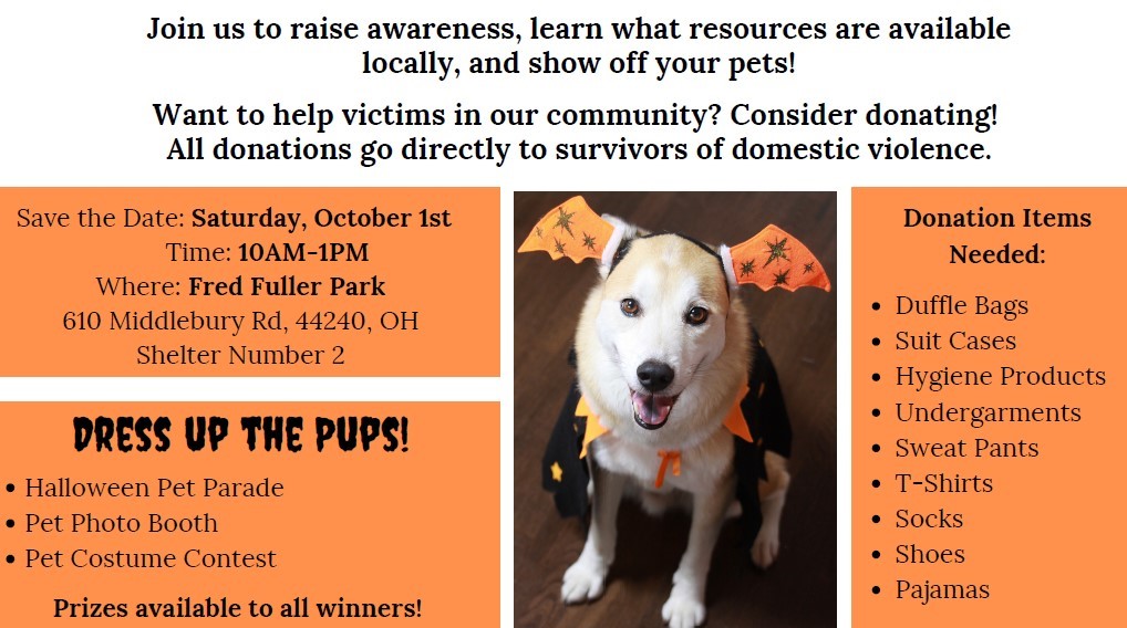 We are proud to announce our domestic violence awareness event, Paws for a Cause! Details are below, as well as on our Facebook page. We hope to see you and your pups there!

#DomesticViolence #Awareness #DomesticViolenceAwareness #puppy #Halloween #DogsOnTwitter