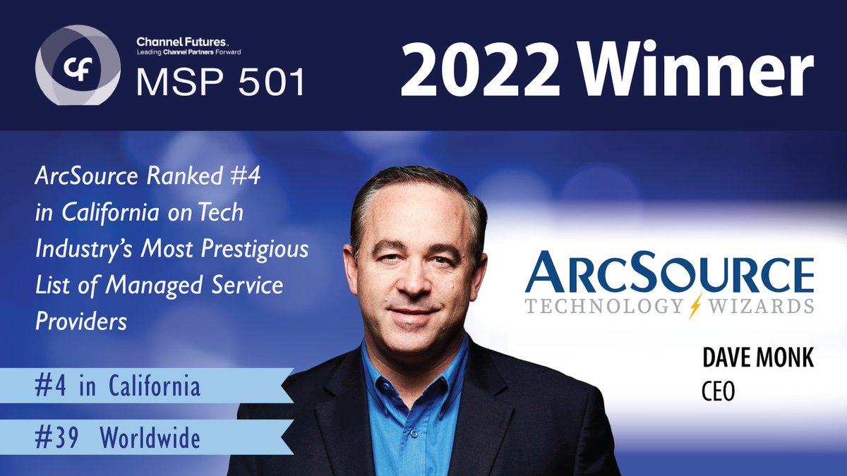 ArcSource (@arcsource) on Twitter photo We are honored to be named in <a href="/ChannelFutures/">Channel Futures</a> list of 501 top-performing managed service providers worldwide. This year ArcSource ranked #39 globally and #4 in California!
Read Moreβ> bit.ly/MSP501-22
#MSP501 #MSP501er #arcsourcery We are honored to be named in <a href="/ChannelFutures/">Channel Futures</a> list of 501 top-performing managed service providers worldwide. This year ArcSource ranked #39 globally and #4 in California!
Read Moreβ> bit.ly/MSP501-22
#MSP501 #MSP501er #arcsourcery