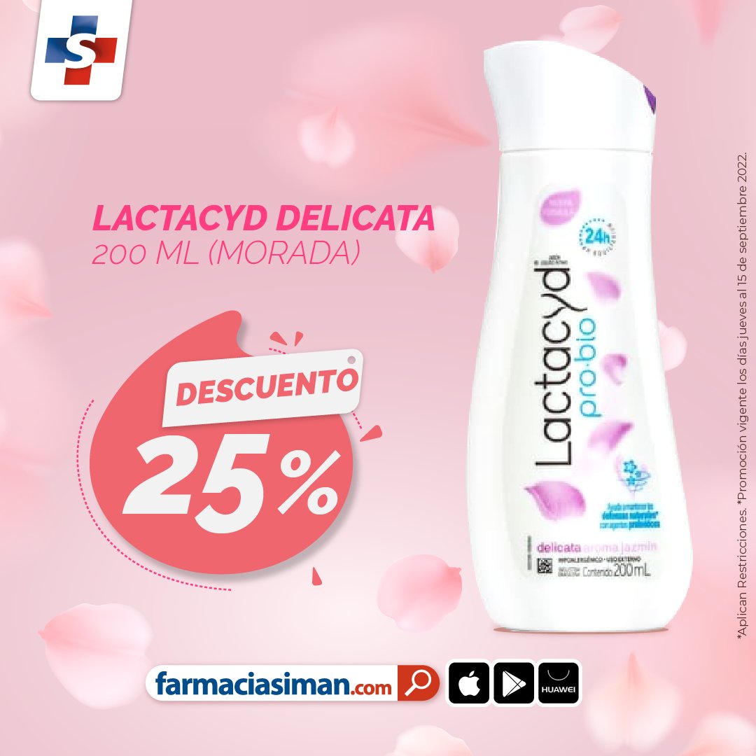Farmaciasiman's tweet photo. #Juevesparaellas 👩💗 ¡Aprovecha un 25% de descuento en #Lactacyd!🧴

👉🏻Jabón íntimo formulado para la higiene diaria y cuidado natural de tu zona V.🌸

📲Compra en https://t.co/bQG8srcnoc o nuestra APP. https://t.co/rJURwhcbx3