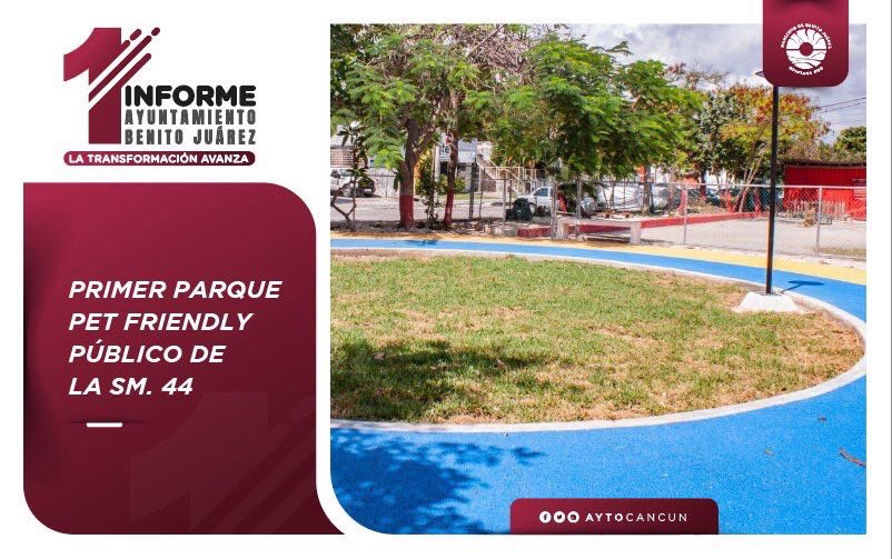 AytoCancun's tweet photo. Con la creación del parque Pet Friendly Público de la #SM44, Cancún provee un lugar para que los ciudadanos y sus mascotas, puedan disfrutar de lugares dignos para el desarrollo de diferentes actividades.
¡En #Cancún #LaTransformaciónAvanza! https://t.co/pWnypyIXtP