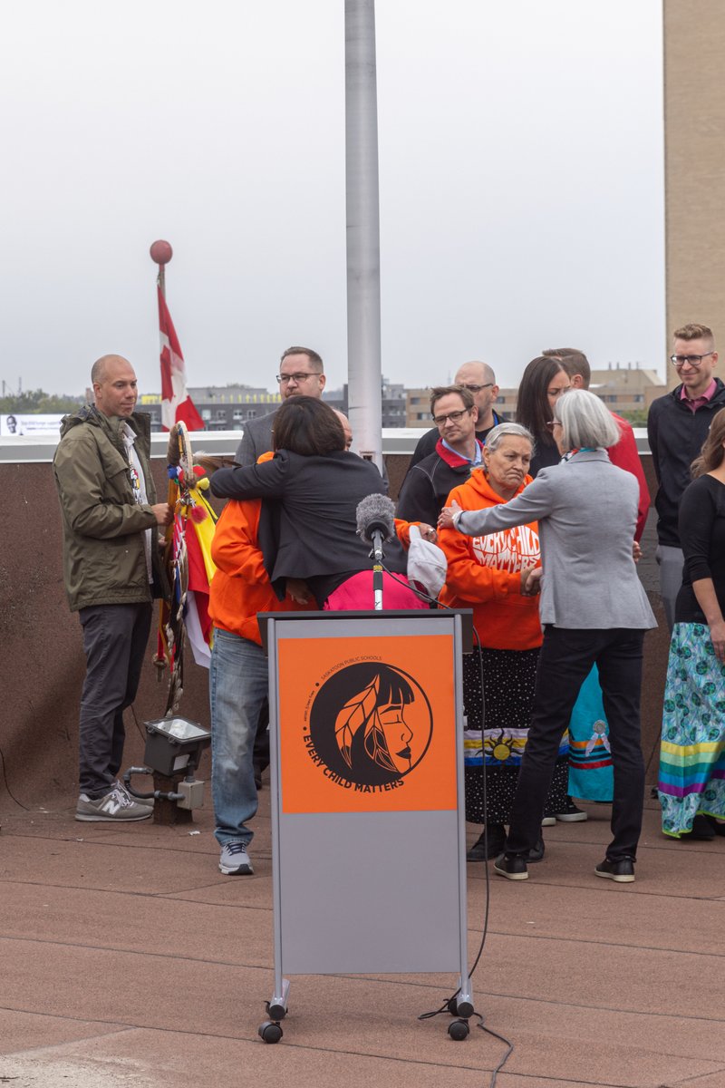 StoonPubSchools's tweet photo. In advance of September 30, Saskatoon Public Schools raised our Every Child Matters flag to recognize Orange Shirt Day – a day to honour the Indigenous children who survived residential schools and remember those who didn’t. #everychildmatters https://t.co/ABa10FMeQl